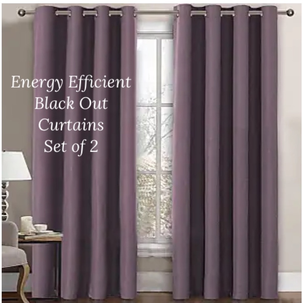 Sun Zero Lichtenberg Curtains Black Out Grommet Top Plum Size 40” X 94”